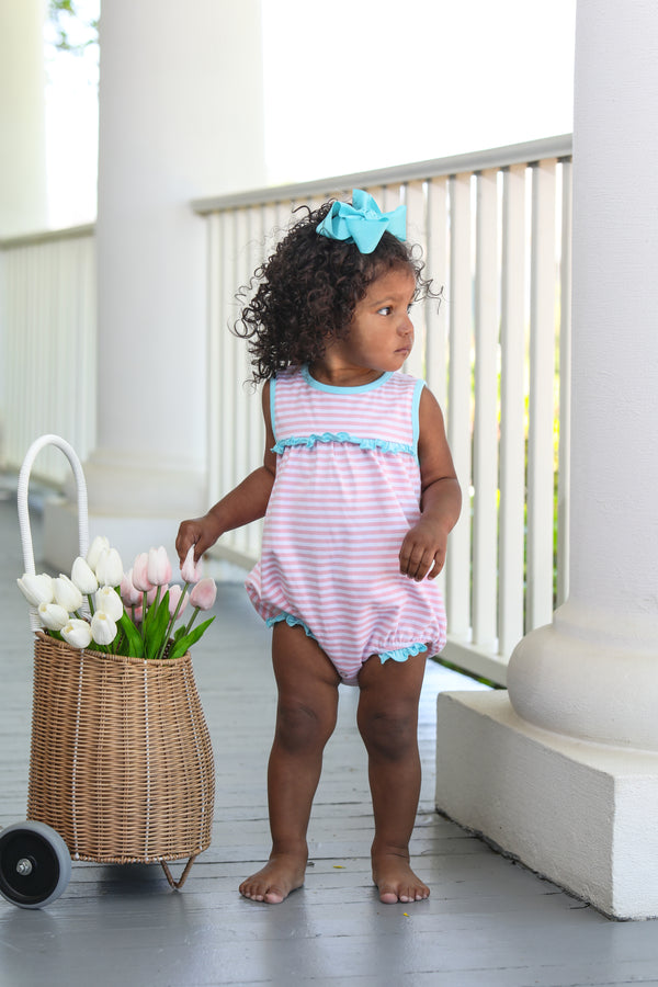 Hazel Bubble- Light Pink Stripe/Aqua