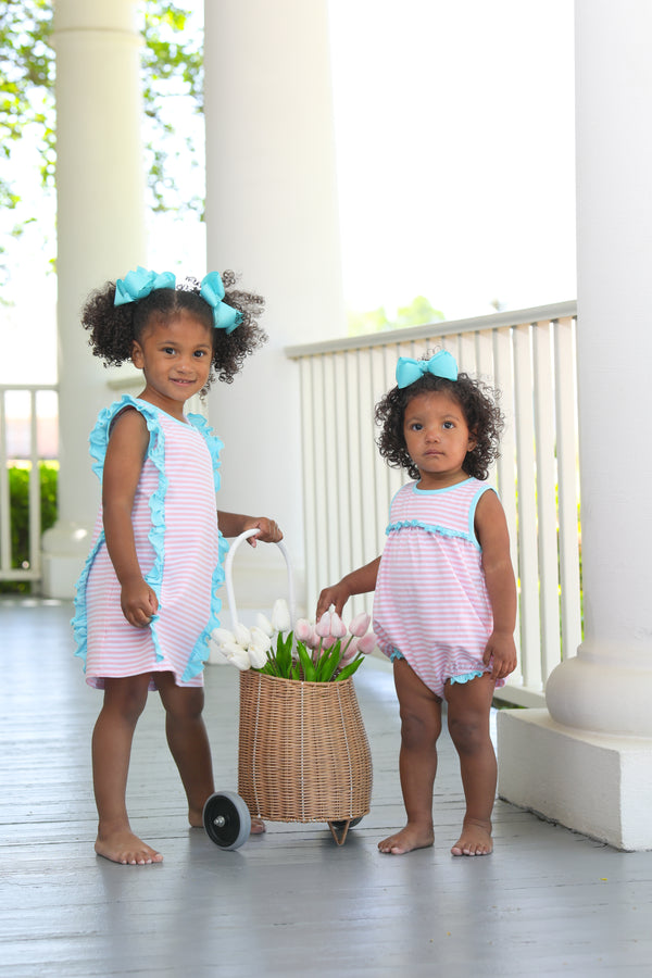 Hazel Bubble- Light Pink Stripe/Aqua