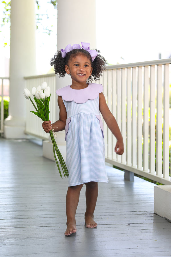 Penelope Dress- Light Blue Stripe/Lavender