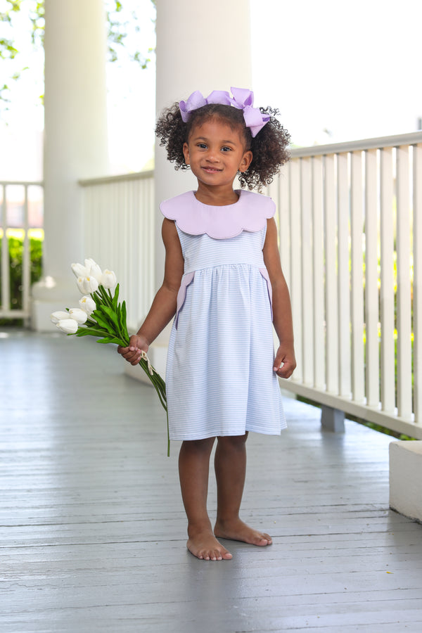 Penelope Dress- Light Blue Stripe/Lavender