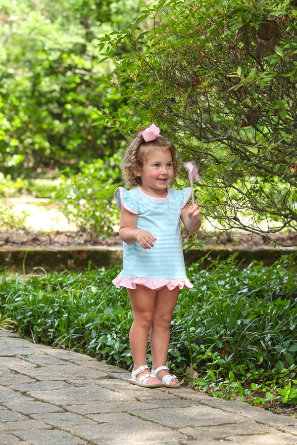 Mary Margaret Diaper Set- Mint Stripe/Light Pink