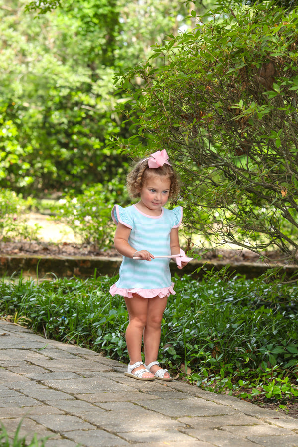Mary Margaret Diaper Set- Mint Stripe/Light Pink
