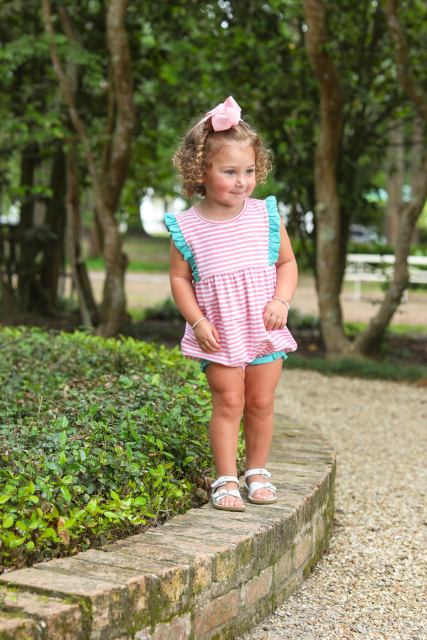 Josie Bubble- Pink Stripe/Teal