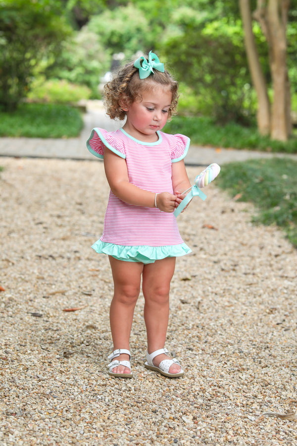 Mary Margaret Diaper Set- Pink Stripe/Mint
