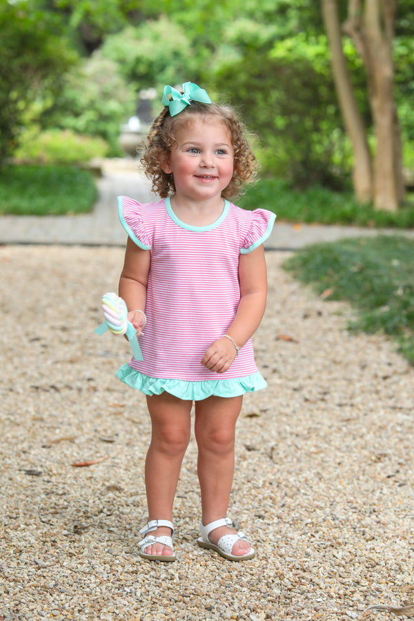 Mary Margaret Diaper Set- Pink Stripe/Mint