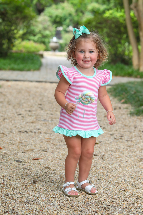 Mary Margaret Diaper Set- Pink Stripe/Mint