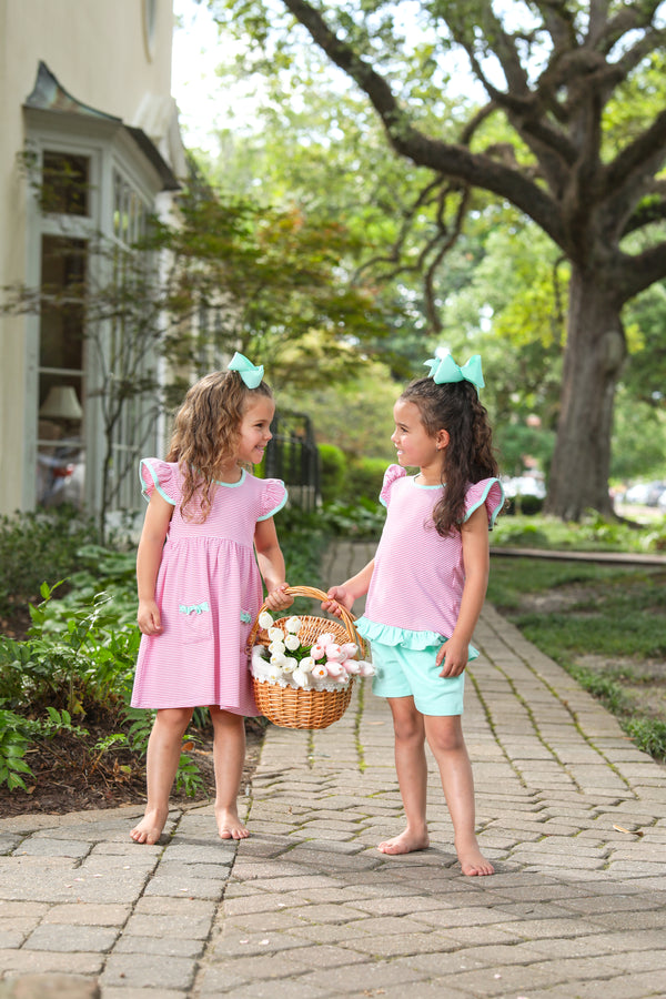 Mary Margaret Short Set- Pink Stripe/Mint