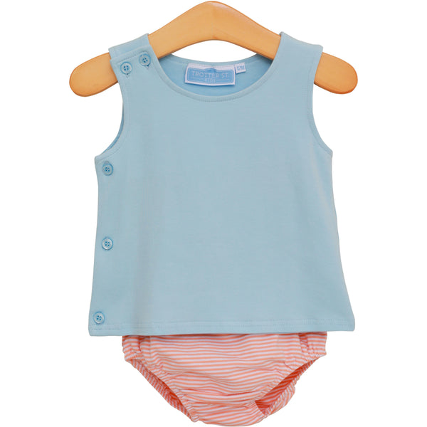 Shepherd Diaper Set- Coral Stripe/Light Blue