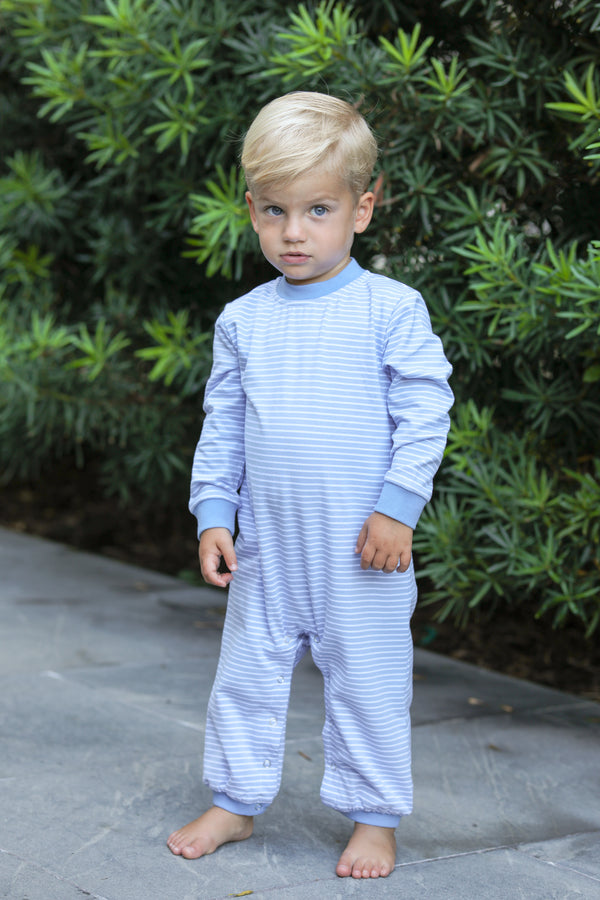 Miller Romper- Steel Blue Stripe