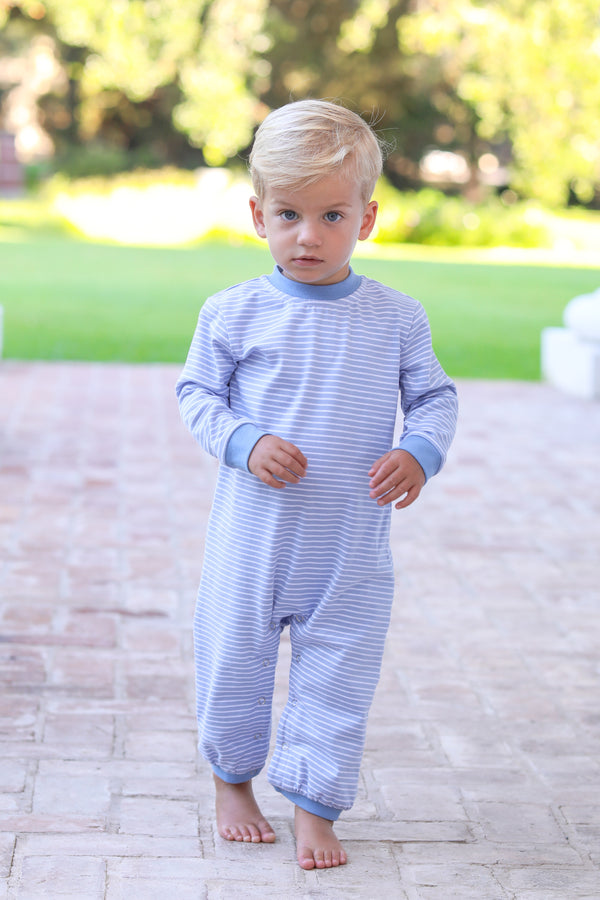 Miller Romper- Steel Blue Stripe