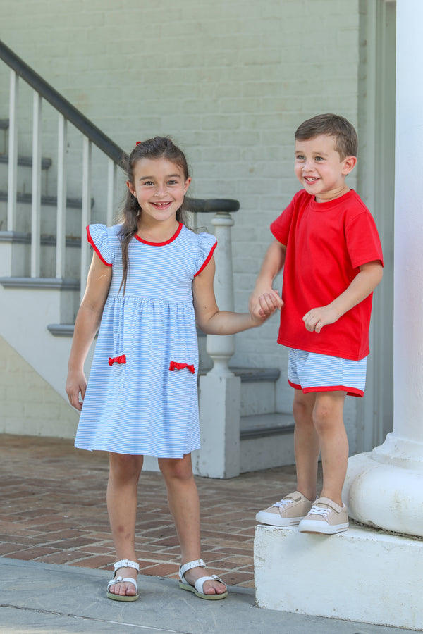 Thomas Short Set- Cornflower Stripe/Red