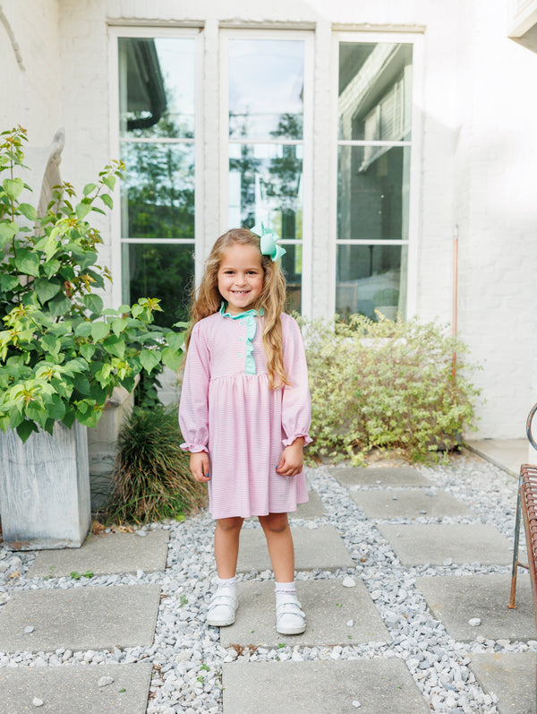 Scarlett Dress- Light Pink Stripe/Mint