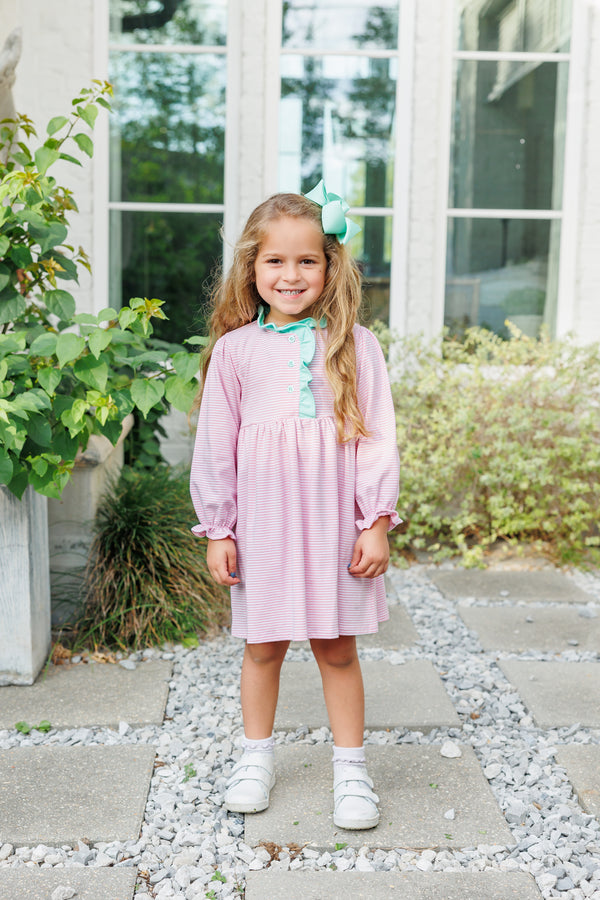 Scarlett Dress- Light Pink Stripe/Mint