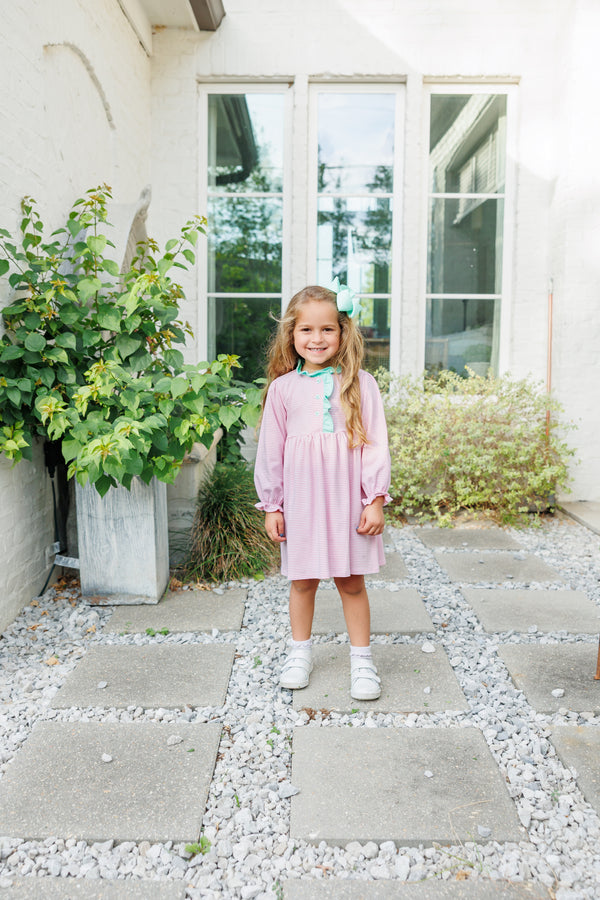 Scarlett Dress- Light Pink Stripe/Mint