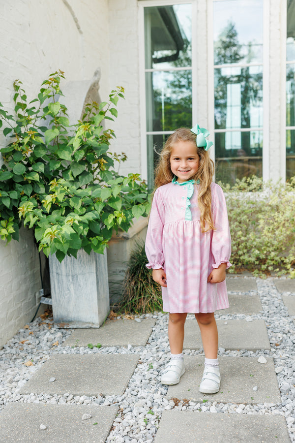 Scarlett Dress- Light Pink Stripe/Mint