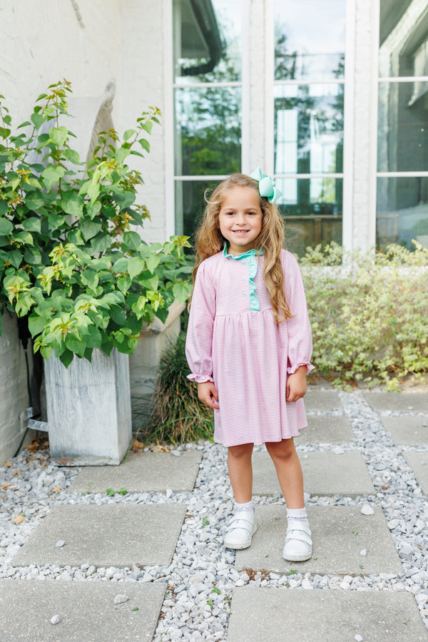 Scarlett Dress- Light Pink Stripe/Mint