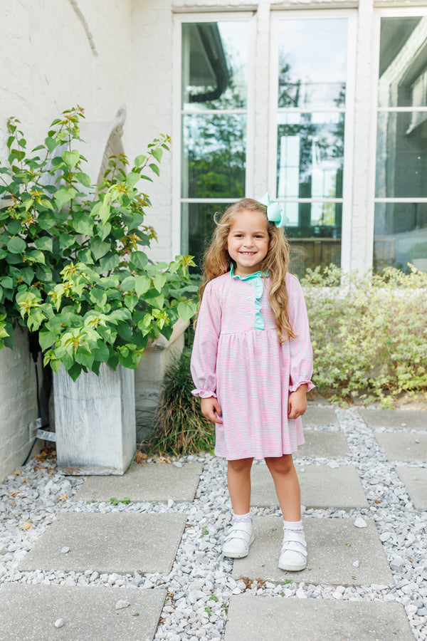 Scarlett Dress- Light Pink Stripe/Mint