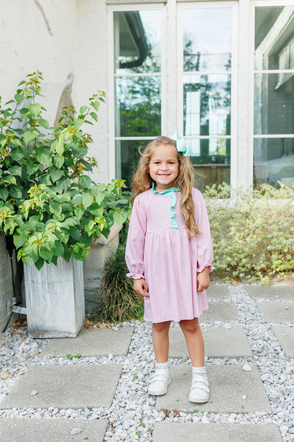 Scarlett Dress- Light Pink Stripe/Mint