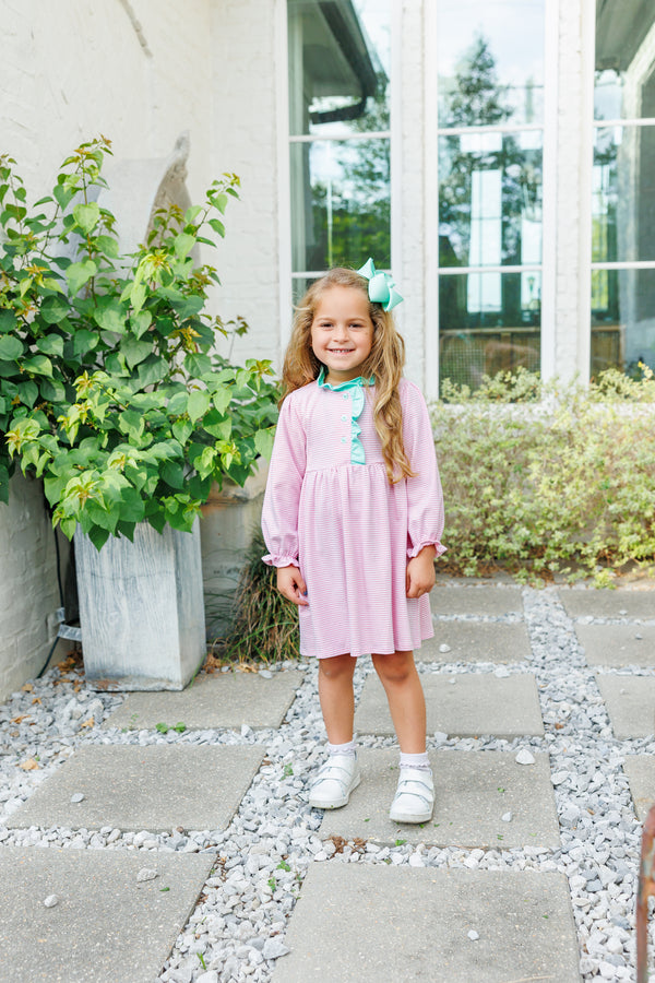 Scarlett Dress- Light Pink Stripe/Mint