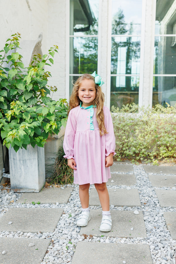 Scarlett Dress- Light Pink Stripe/Mint