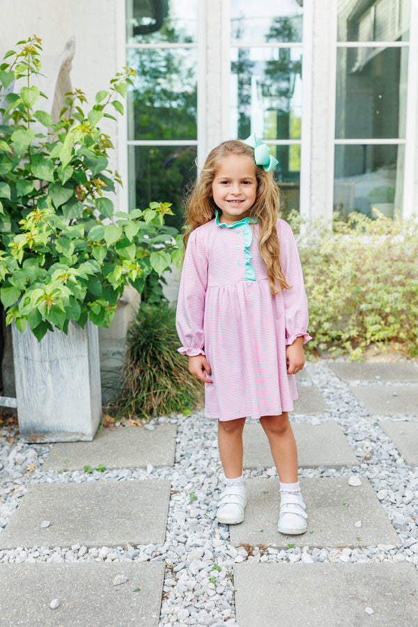 Scarlett Dress- Light Pink Stripe/Mint