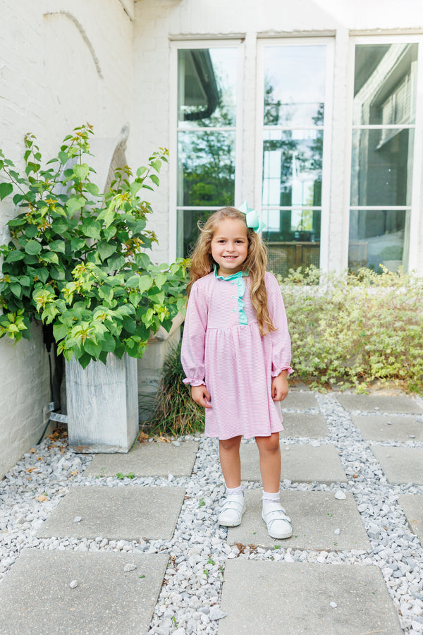 Scarlett Dress- Light Pink Stripe/Mint