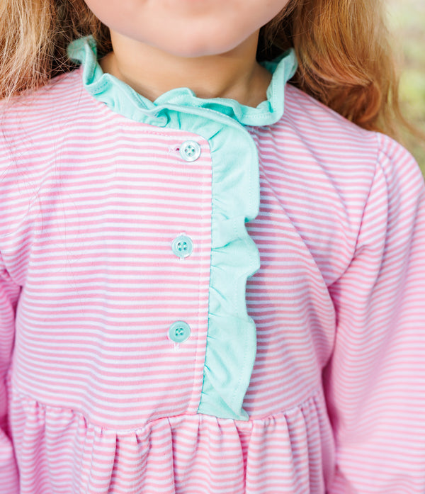 Scarlett Pant Set- Light Pink Stripe/Mint