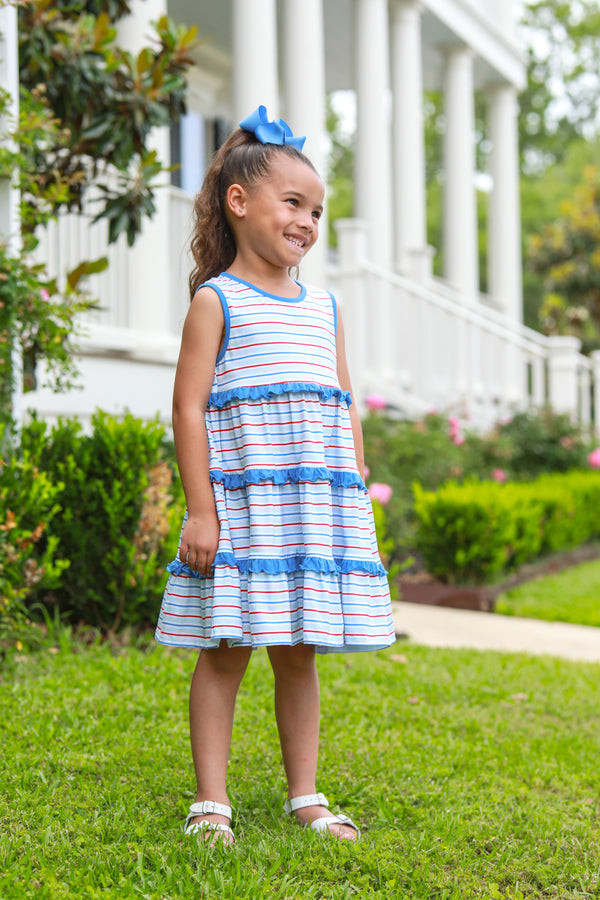 Tinsley Twirl Dress- Patriotic Stripe
