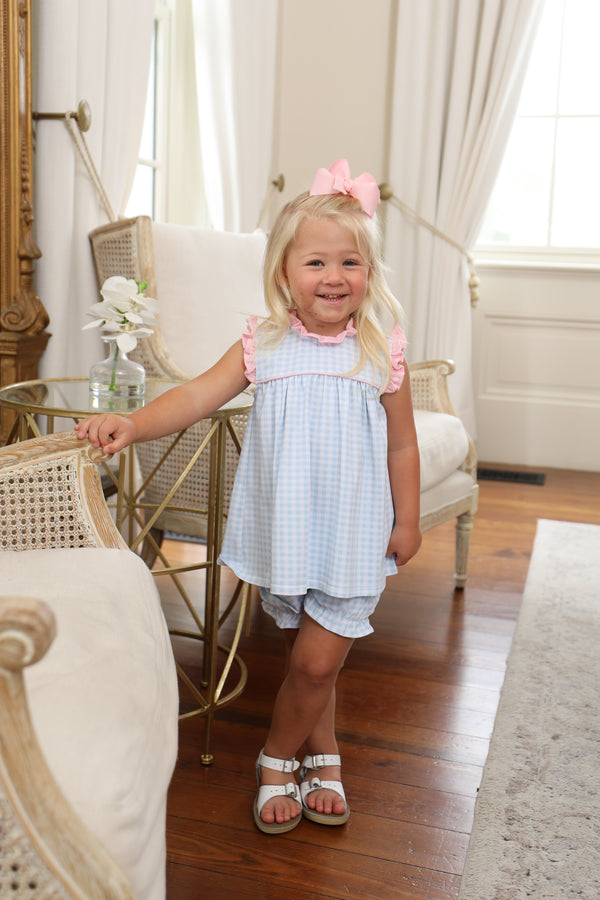 Meredith Bloomer Set- Light Blue Gingham/Light Pink