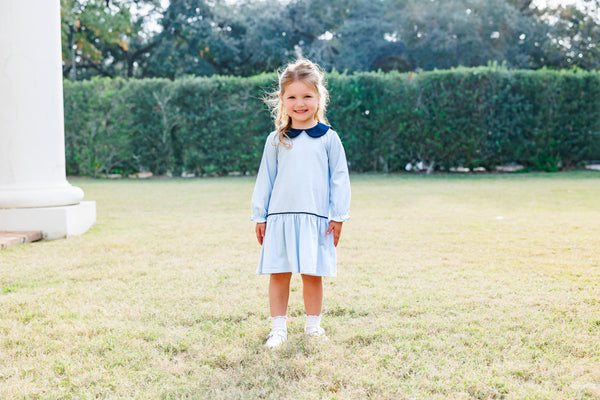 Katherine Dress- Light Blue Stripe/Navy