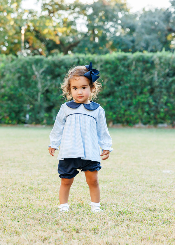 Katherine Bloomer Set- Light Blue Stripe/Navy