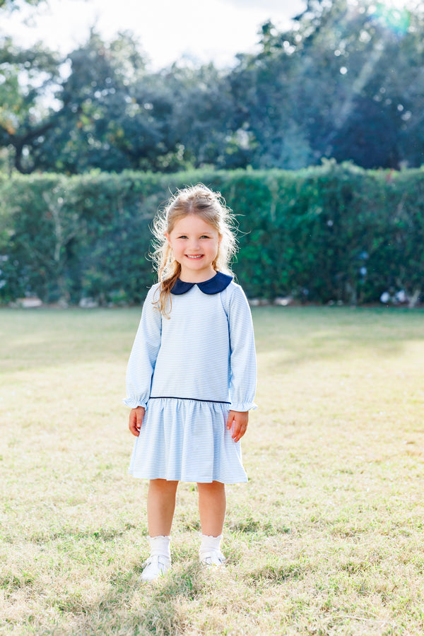 Katherine Dress- Light Blue Stripe/Navy