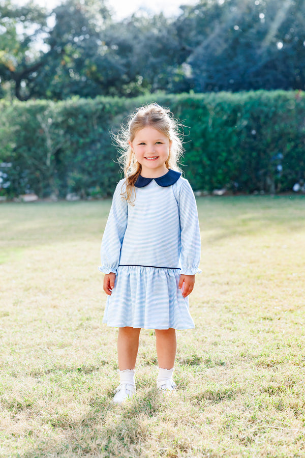 Katherine Dress- Light Blue Stripe/Navy