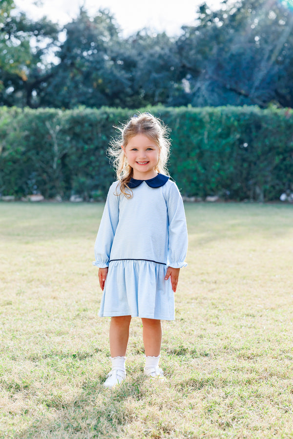 Katherine Dress- Light Blue Stripe/Navy