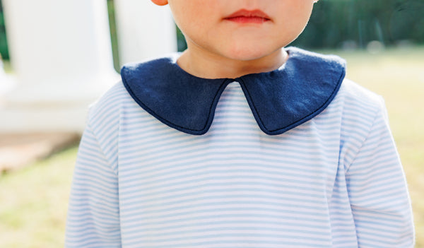 Archie Bloomer Pant Set- Light Blue Stripe/Navy