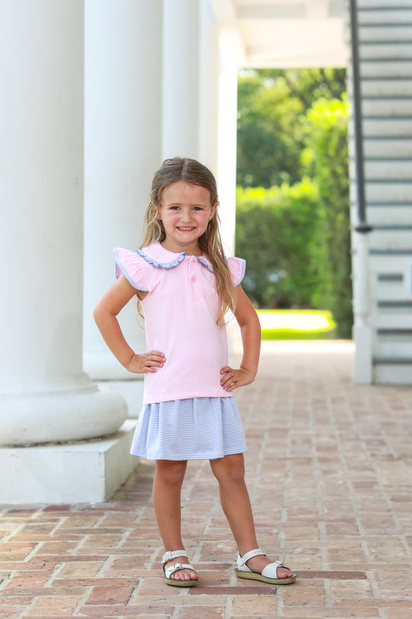 Camilla Skort Set- Light Pink/Dusty Blue Stripe