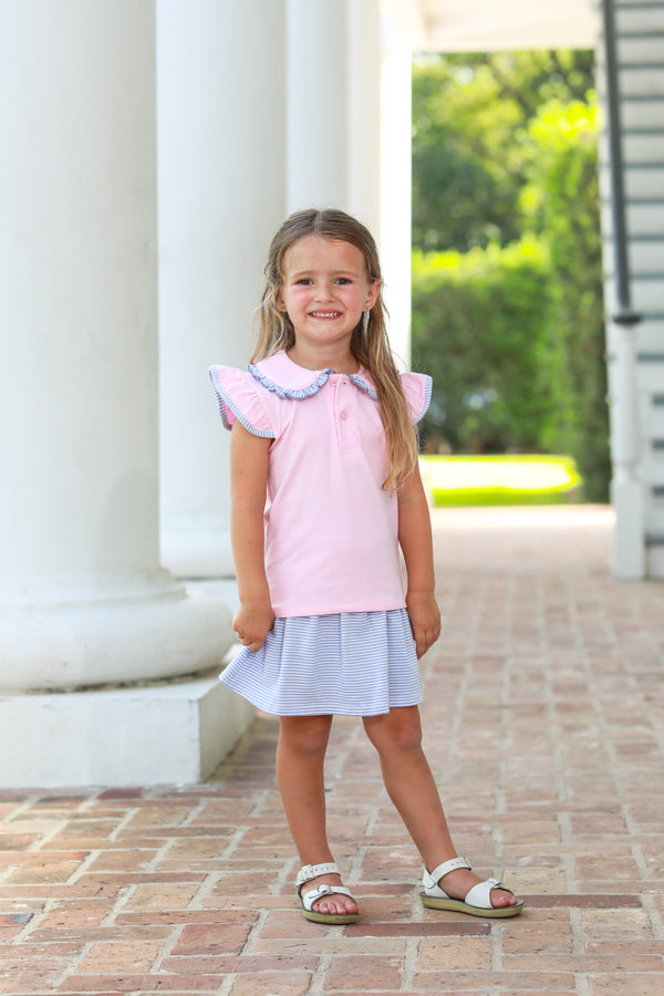 Camilla Skort Set- Light Pink/Dusty Blue Stripe