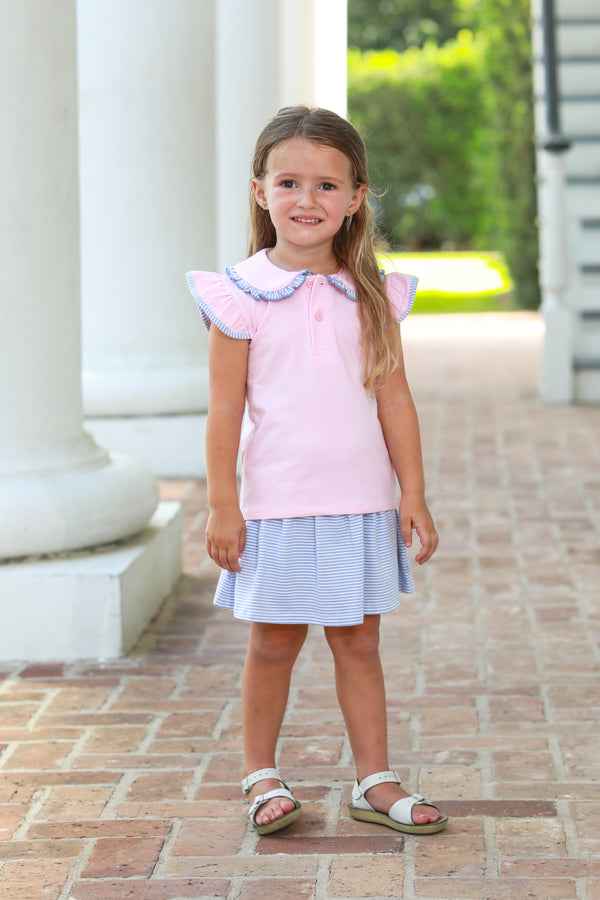 Camilla Skort Set- Light Pink/Dusty Blue Stripe