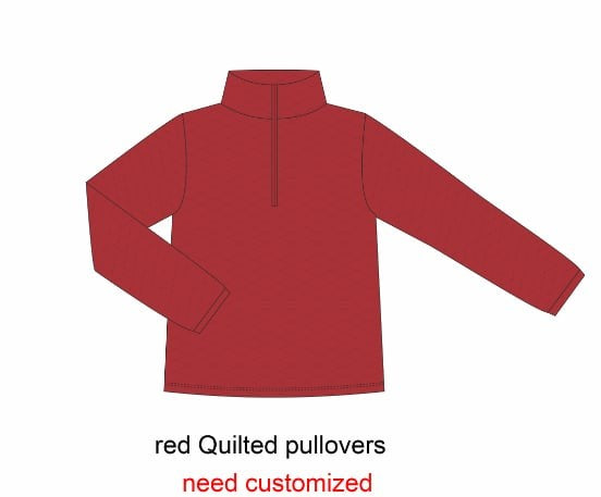 1/4 Zip Quilted Pullover- Red