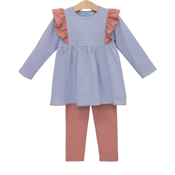 Madison Pant Set- Dusty Blue Stripe/Mauve