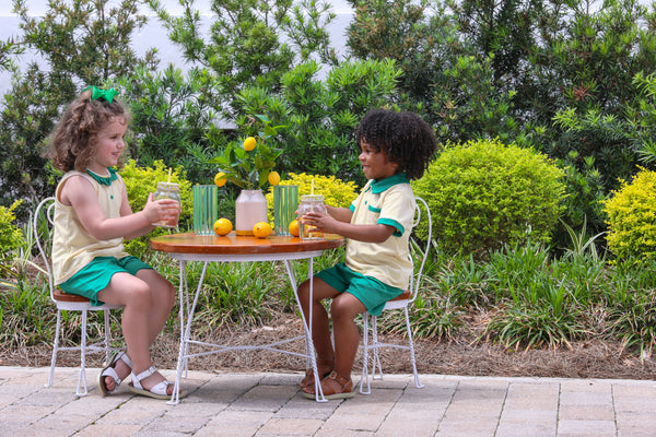 Archie Short Set- Yellow Stripe/Green