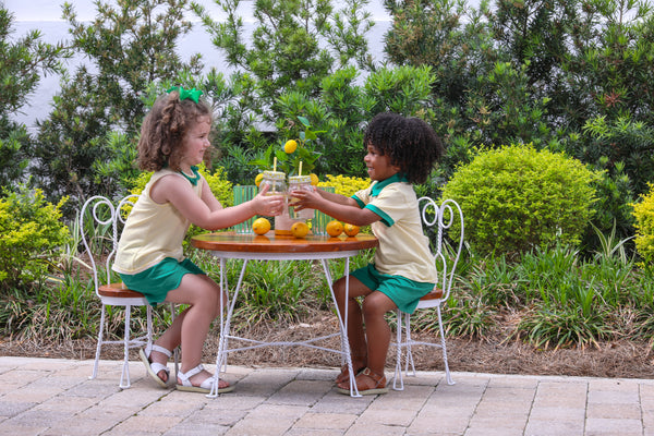 Nora Short Set- Yellow Stripe/Green