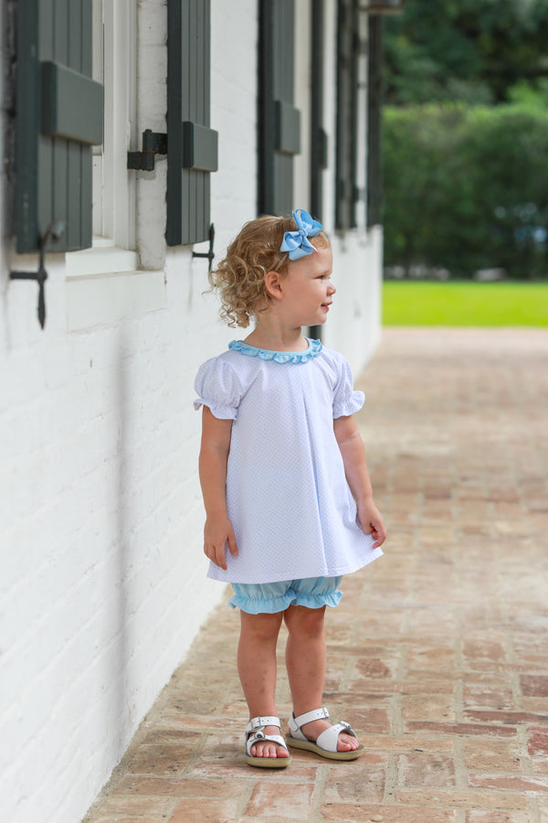 Harriet Bloomer Set- Light Blue Bitty Dot