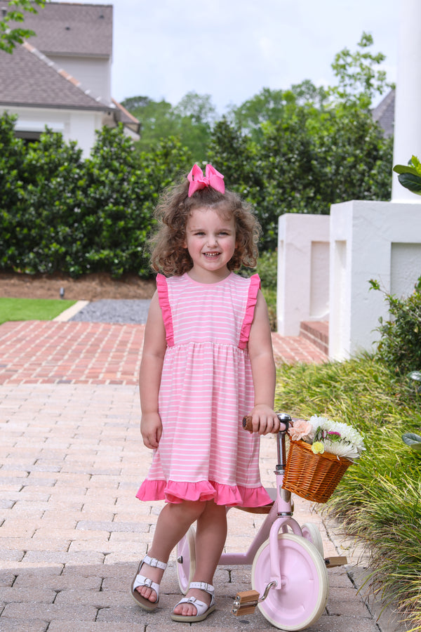 Josie Dress- Light Pink Stripe/Pink