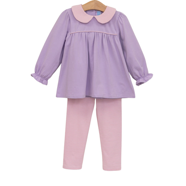Abigail Pant Set- Lavender/Light Pink Stripe
