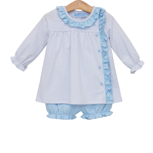 Lucille Bloomer Set- Light Blue Bitty Dot