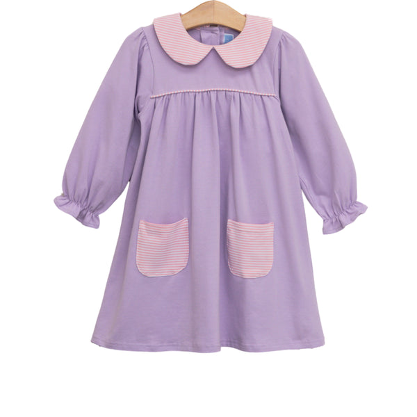 Abigail Dress- Lavender/Light Pink Stripe
