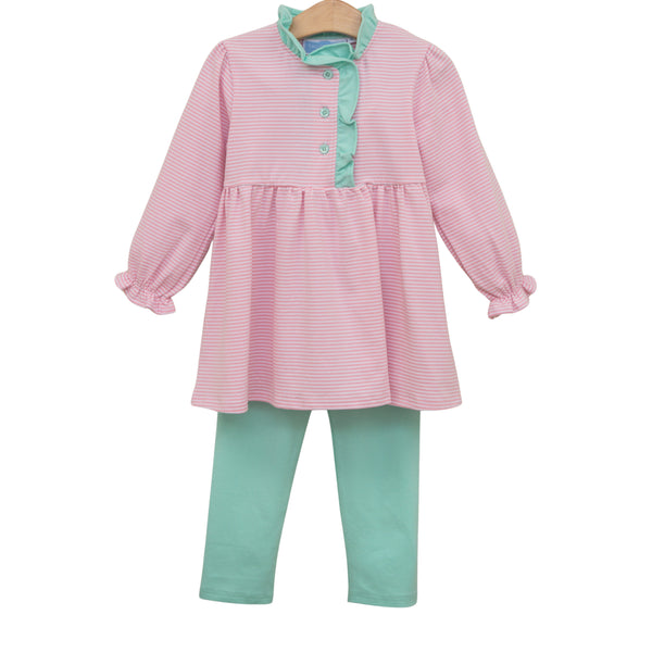 Scarlett Pant Set- Light Pink Stripe/Mint