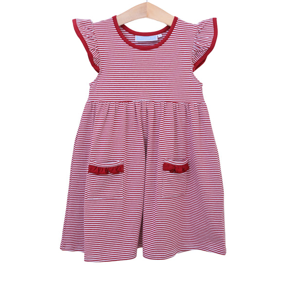 Lucy Game Day Dress- Crimson Stripe