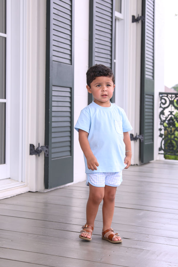 Madden Short Set- Light Blue Gingham